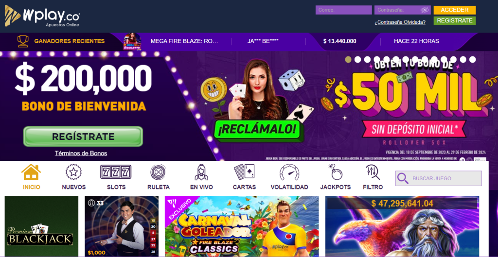 Bienvenido a Wplay casino Colombia